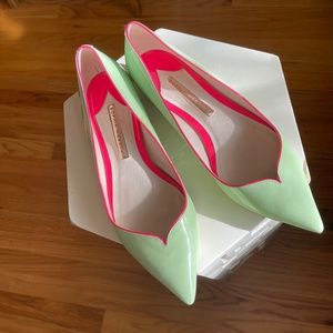 Sophia Webster Green Leather Pointed Toe Ballet Flats Size 38